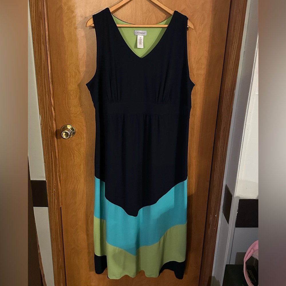 Catherine’s maxi navy blue/blue/green sleeveless dress size 1x